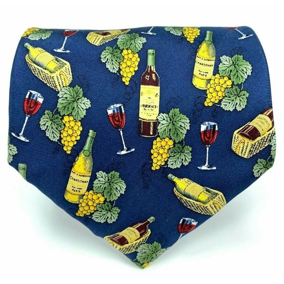 Utopia Other - Utopia Men's Blue Tie Handmade Red Wine Chardonnay Grapes Novelty Necktie 58"